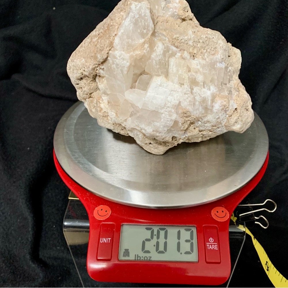 Large White Calcite Crystal in Limestone – 2 lb Natural Mineral Specimen - Picture 9 of 10